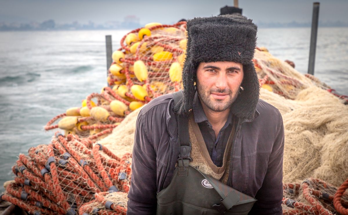 A fishing guide aboard the boat